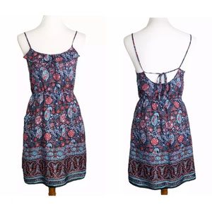 American Eagle Paisley Boho Tie Back Dress Sz. S